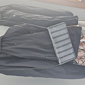 La Regale gunmetal mesh striped crossbody purse